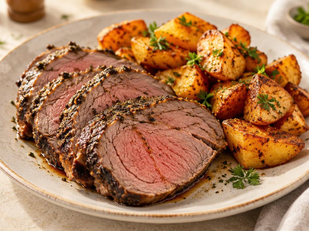Roast beef con papas españolas