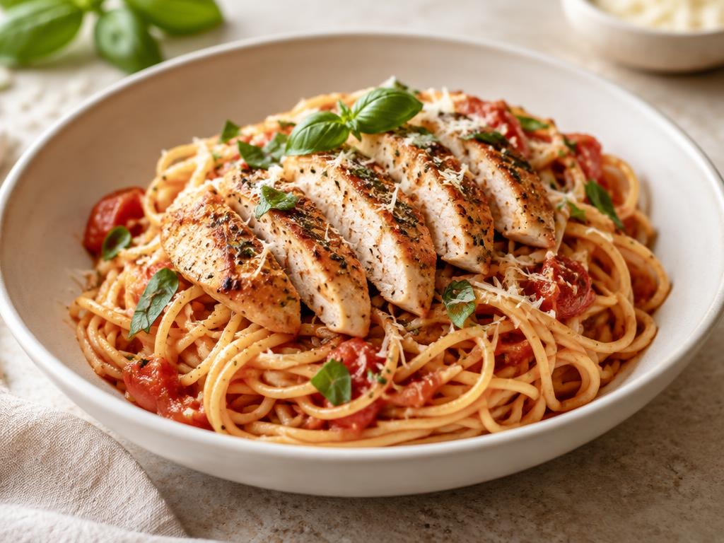 Espagueti con pollo